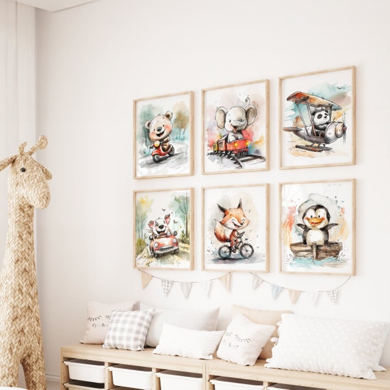 Vehicle Nursery Poster | Biplane Printable | Nursery Print | Bike Wall Art | Car Nursery Decor | Motorcycle Baby Shower | Train Wall Decor