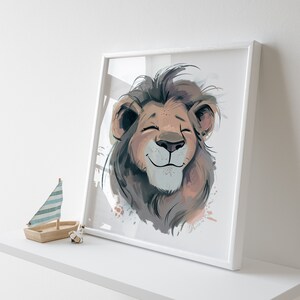 Stampa fisica di un leone per la cameretta dei bambini - Arte animale per la cameretta dei bambini - Alta risoluzione - Regalo artistico per bambini