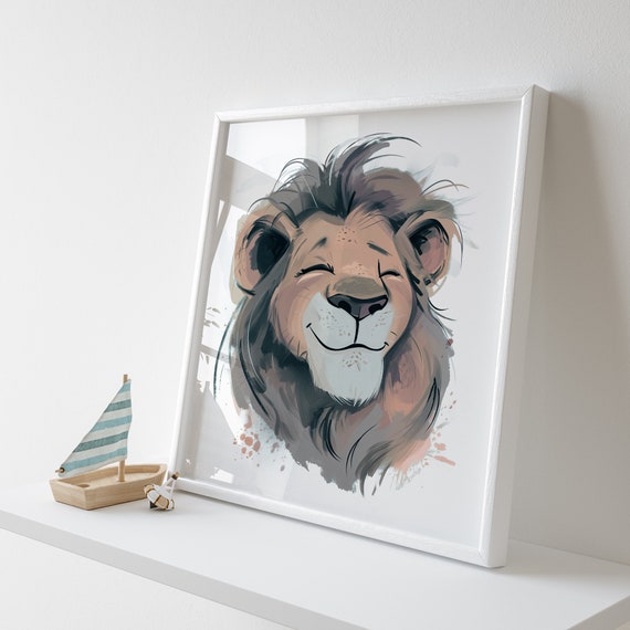 Lion Physical Print for the Kids Room - Animal Art for Nursery - High Resolution - Artistic Present for Kids