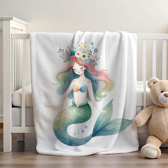 Mermaid Blanket | Girly Blanket | Blanket for Toddler Girl | Granddaughter Gift | Gift for Baby Girl | Gift for New Mom | Blanket Mermaid