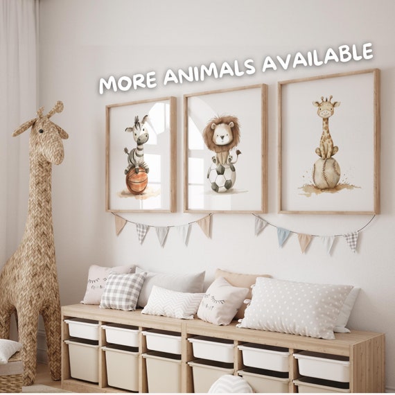 Baby sports animals - sports nursery decor - Baby boy sports nursery - Animal sports - Baseball print set - Nursery sports decor