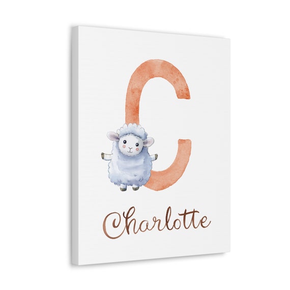 Sheep Canvas | Personalized Baby Frame | Framed Kids Prints | Nursery Canvas Art | Birthday Gift | Name Sign Frame | Neutral Gallery Wall