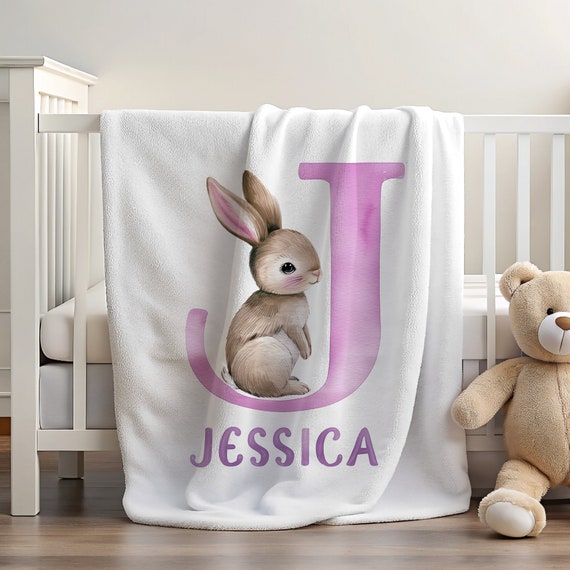 Bunny Blanket | Custom Bunny Gift | Blanket with Name Girl | Rabbit Blanket | Personalized Blanket for Girl | Name Blanket Kids