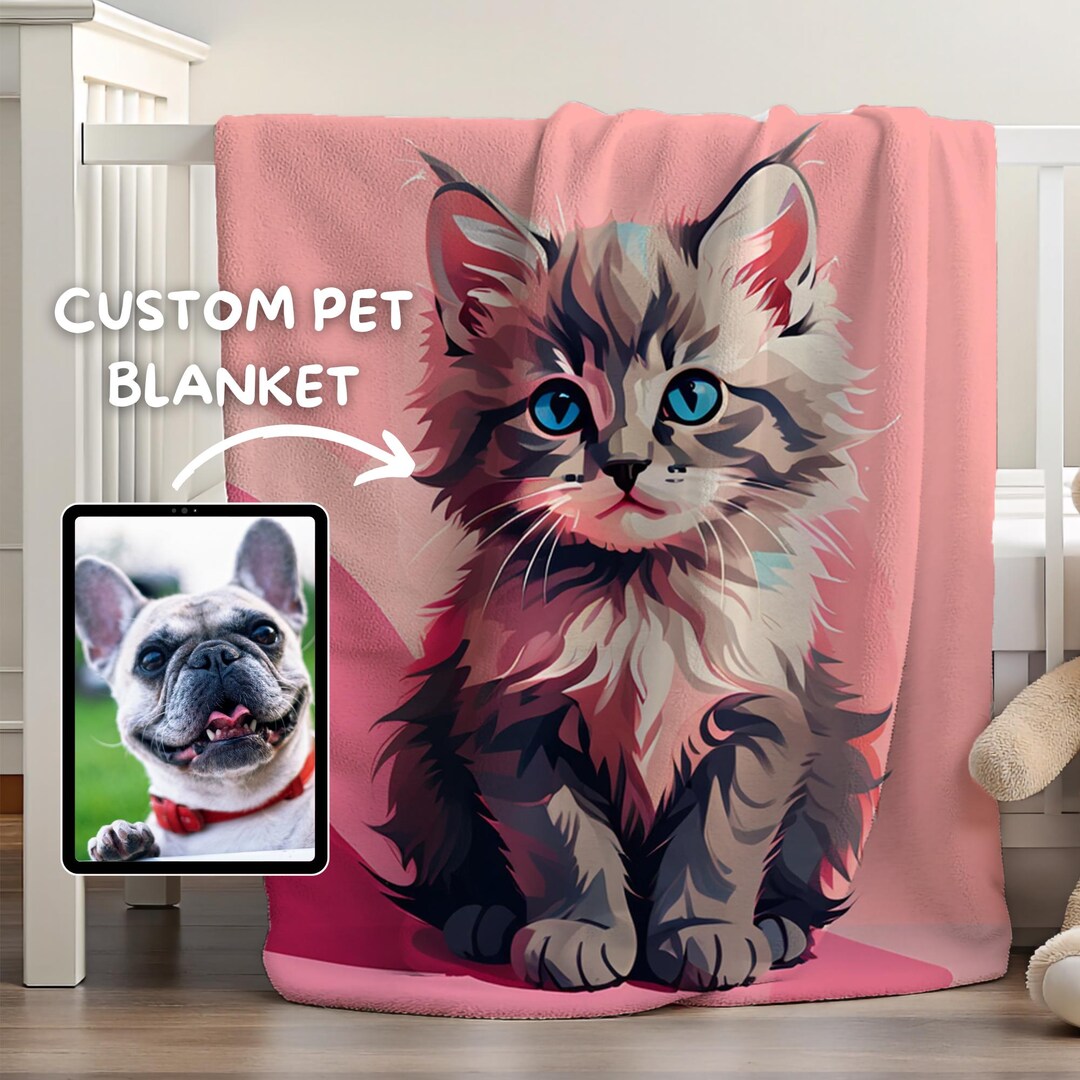 Cat Personalized Blanket Cat Blanket Custom Colorful Blanket for Kids