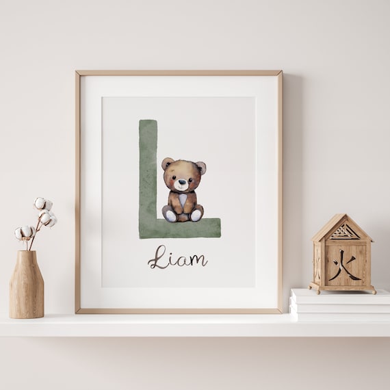 Bear Print Nursery | Personalized Nursery Name Sign | Gift for Newborn | Name Letter Sign | Initial Wall Art | Custom Gift for Toddler