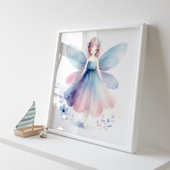 Whimsical Fairy Printable - Soft Colors Artwork for Kids Bedroom - High Quality Digital Download