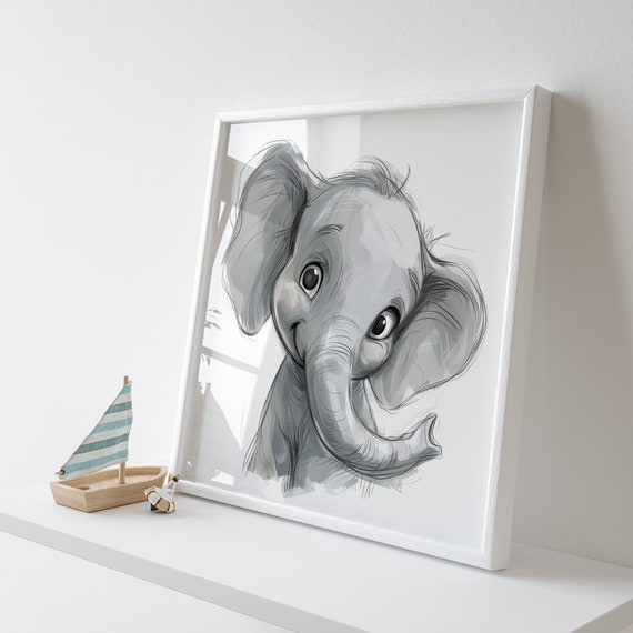 Elephant Poster for the Kids Room - Multiple Sizes - High Quality Art Print - Whimsical Gift for Newborns and Kids