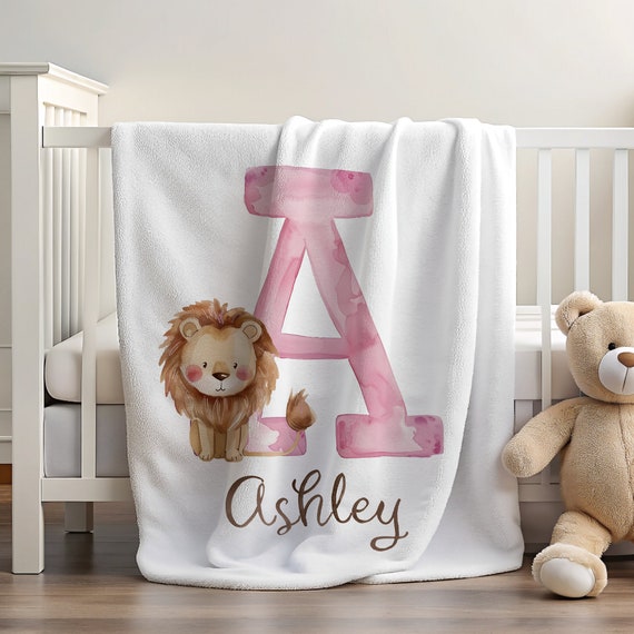 Lion Blanket | Lion Gift for Kids | Blanket with Animal | Blanket with Grandkids Names | Personalized Blanket for Kids | Girl Blanket