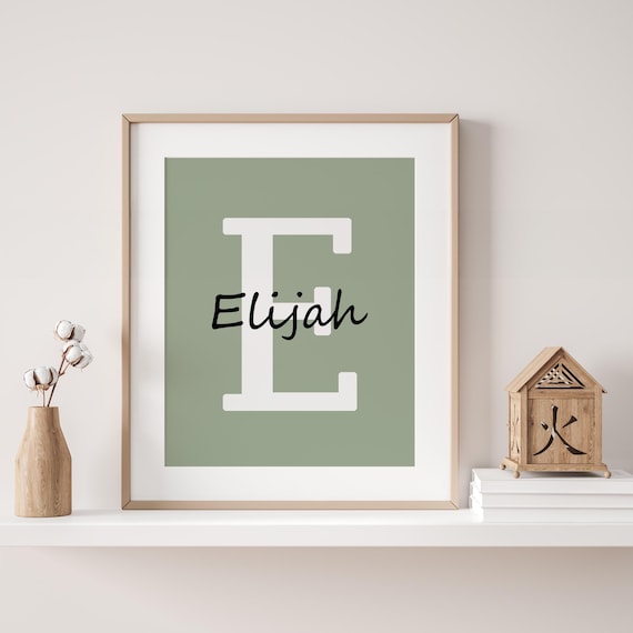 Personalised Initial Print, Initial Name Print, Letter Print Wall Art, Nursery Decor Print, Teal Nursery Wall Art Print