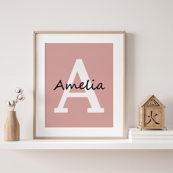 Custom initial print, name printable, personalised name print, personalized initial name print, name print, nursery print, custom colors