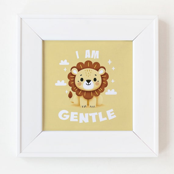 Cute Lion I Am Gentle - Affirmations for Nursery Room - Digital Download - Gifts for Kids and Grandkids