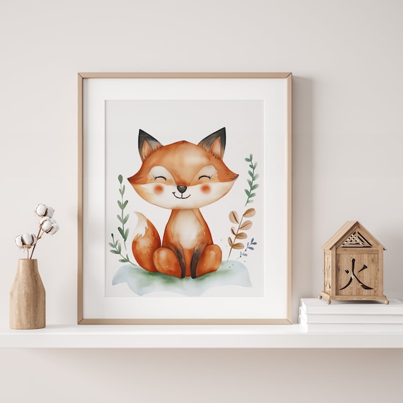 Fox Wall Art Print | Nursery Room Decor | Fox Playroom Decoration | Woodland Animals Poster | 11x14 Nursery Print | Forest Animals Artwork