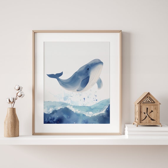 Whale Art - Poster for Baby and Kids Rooms- Ocean Theme - Digital Download