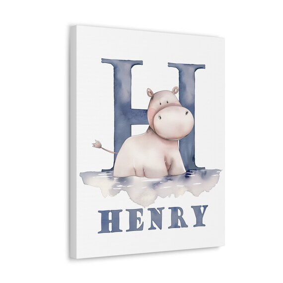 Hippo Custom | Personalized Framed Sign Nursery Wall Art Kids Playroom Decor Kids Room Sign for the Baby Gift Customizable Baby Gifts