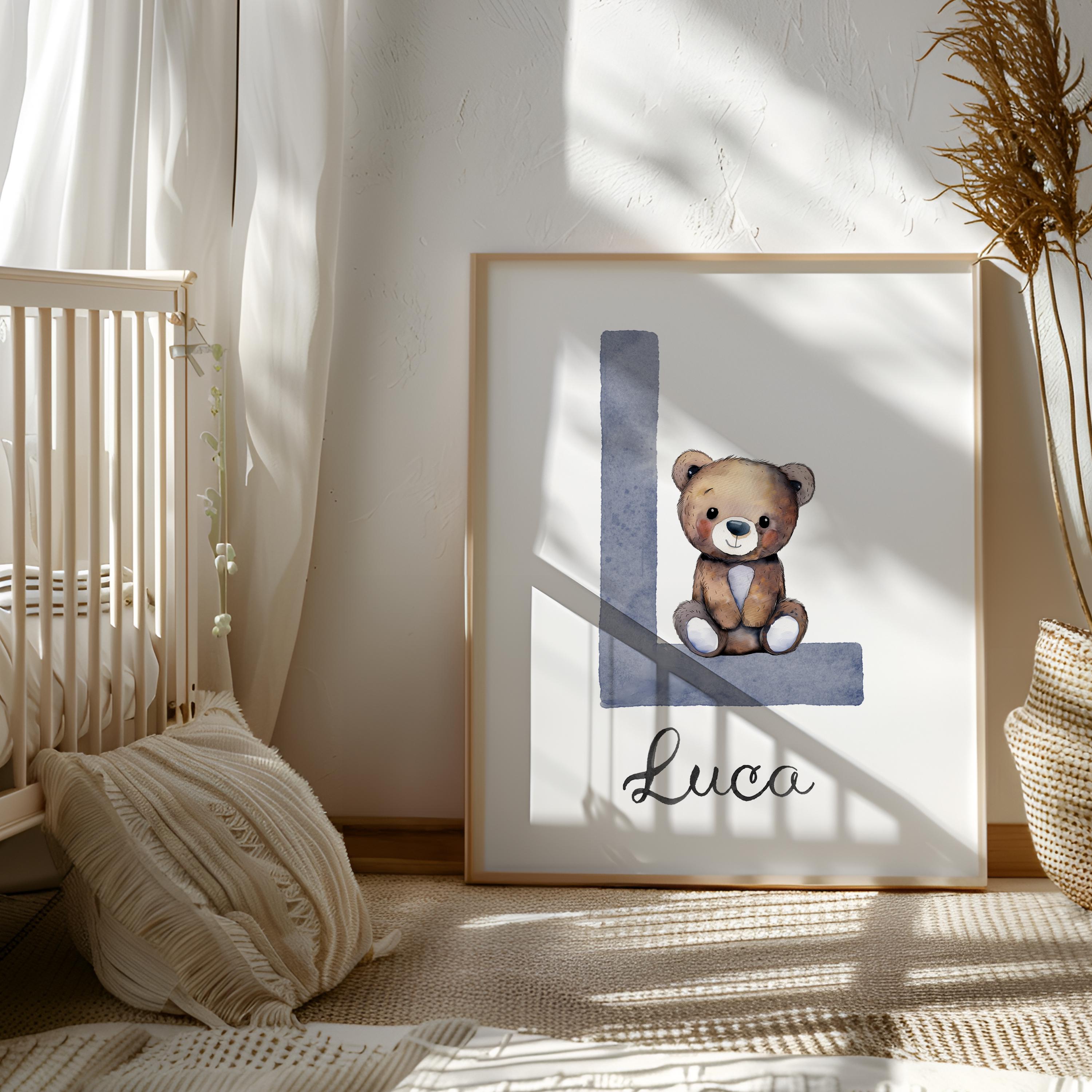 Personalized Nursery Wall Art - Floral Monogram Print, Custom Name ...