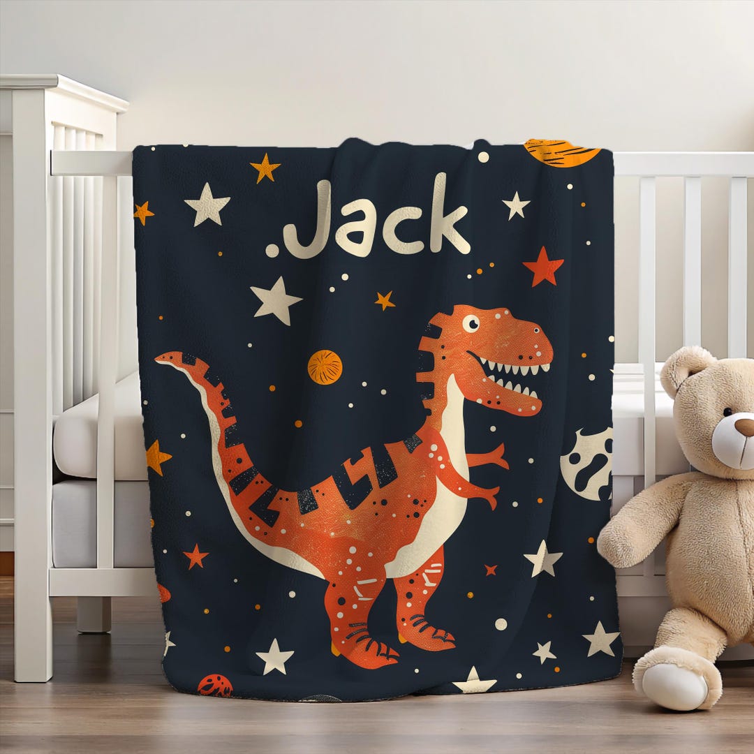 Personalized Dinosaur Blanket - Fleece Blanket - Miles Kimball