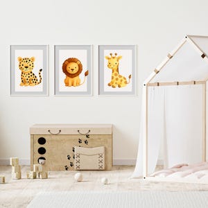 Safari Nursery Wall Art Set, 12 Jungle Animal Prints, Watercolor Baby Room Decor, Digital Download, Safari Animals for Nursery