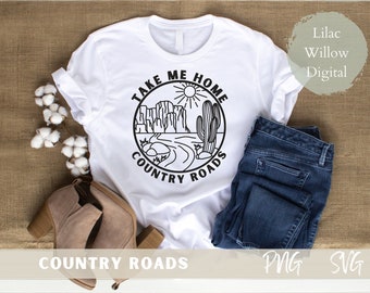 Country Roads Take Me Home Sign Song Lyrics Western SVG