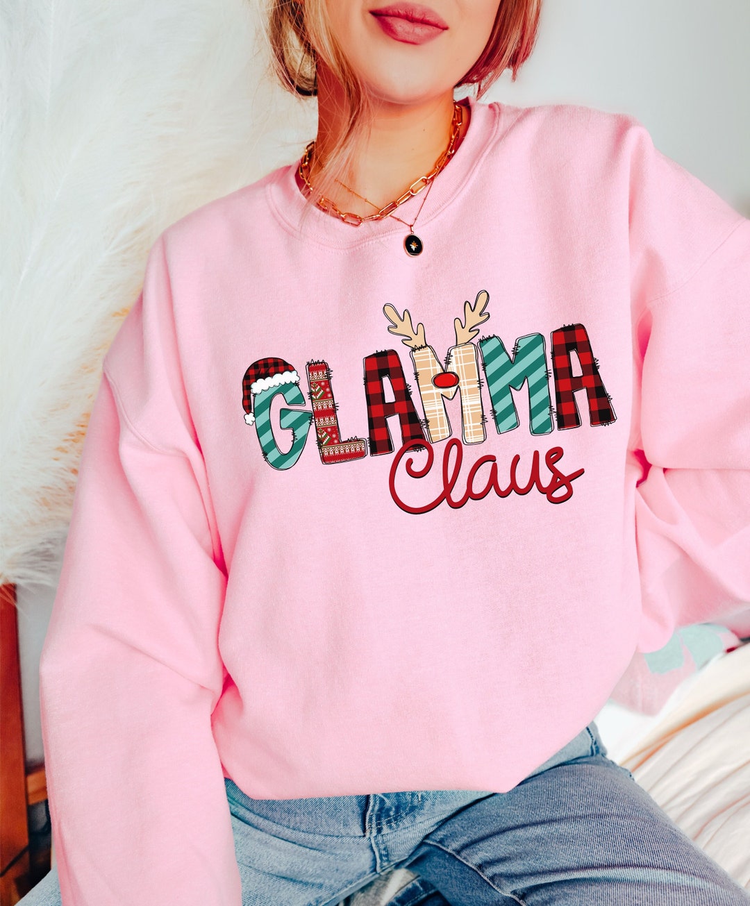 Glamma Claus Sweatshirt, Christmas Glamma Sweatshirt, Christmas Grandma ...