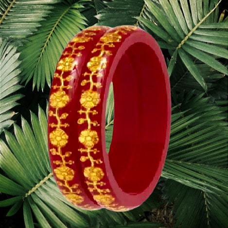 original Shanka/Sangu Conch shell white Red Pola Bracelet Bangles 4pc Sz  2.4 | eBay