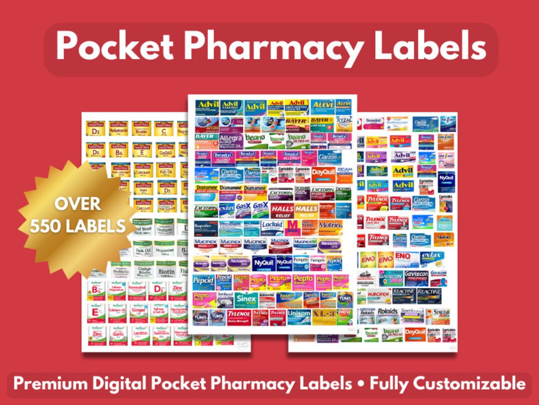 Pocket Pharmacy Printable Labels Pill Container Travel Pill Etsy Australia