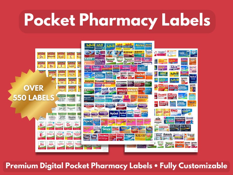 Pocket Pharmacy Printable Labels Pill Container Travel Pill Etsy