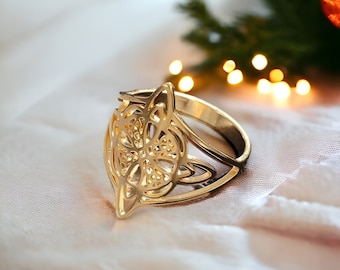 Wicca Knot Ring | Gothic Gift, Celtic Protection Ring, Witchy Jewelry, Silver, Gold, Witches Knot, Stainless Steel, Romantic/Gifts for Her