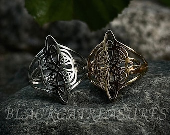 Wicca Knot Ring | Gothic Celtic Protection Jewelry, Witchy Silver/Gold Ring, Witches Knot, Stainless Steel, Dark Romantic Gift for Her