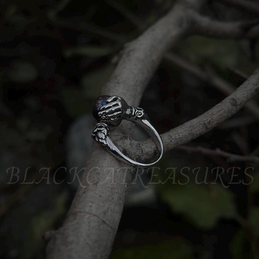 Gothic Pearl Rings Witch Crystal Ball Pearl Ring |goth/emo Gift, Vintage Boho Ring ...