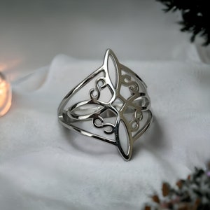 Witches Knot Ring | Gothic Gift, Celtic Ring, Protection Charm, Wiccan Jewelry, Silver, Gold, Stainless Steel, Gifts for Her/Romantic Gift