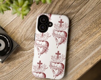 Sacred Heart Tattoo Phone Case | Religious Gothic Design
