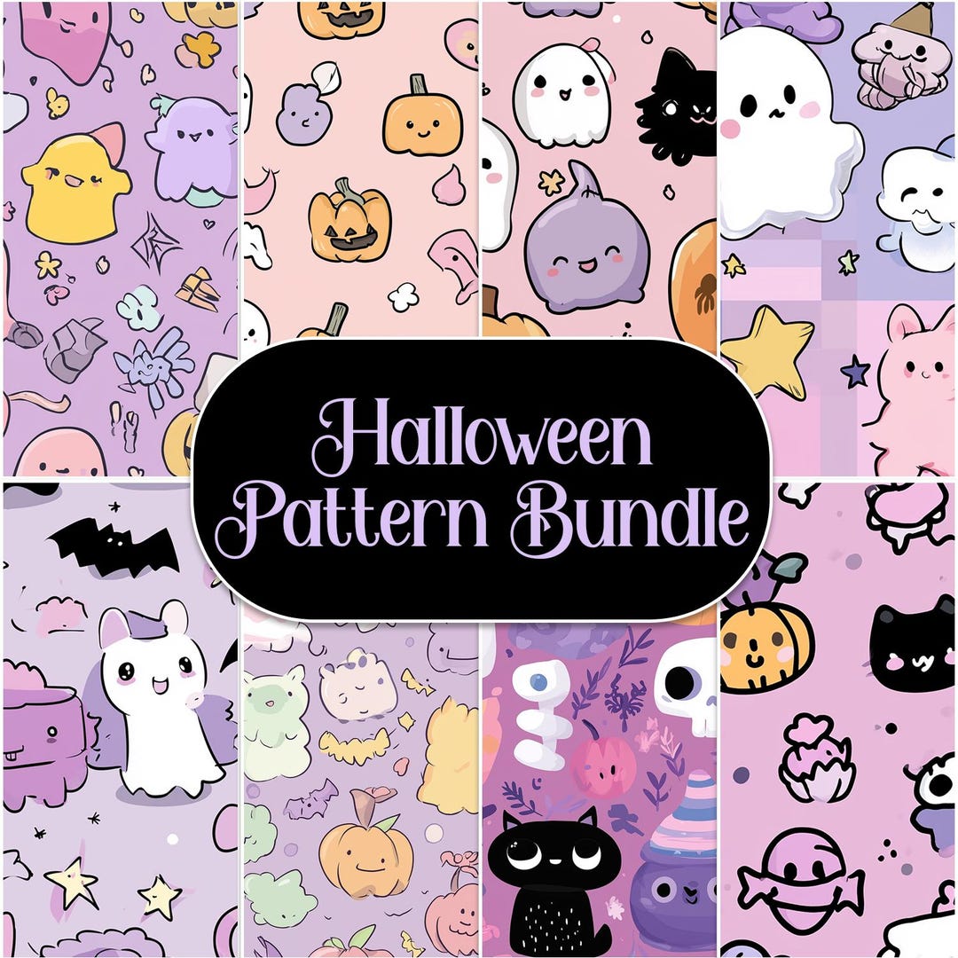 Pastel Halloween Digital Paper Pack | 25 Seamless Spooky Cute Patterns ...