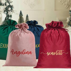 Custom Large Santa Sack, Personalised Velvet Santa Christmas Bag, Luxury Christmas gift bag, Personalized Name Xmas Sack, Christmas Present.