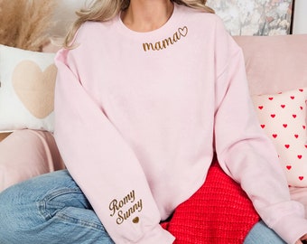 Custom Embroidered Mama Sweatshirt, Grandma Jumper, Mum Gift, Nanny Mama EST Crewneck, Custom Mom Gift, New Mum & Dad Crewneck, Mother's day