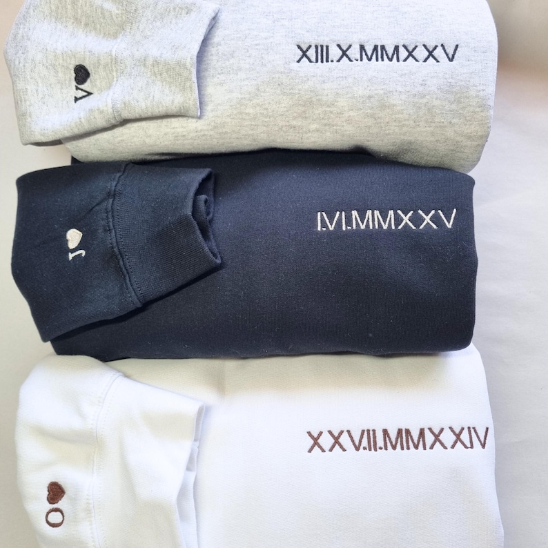Custom Embroidered Roman Numeral Hoodie Crewneck, Anniversary ...