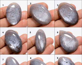 Grey Moonstone Cabochon Loose Gemstone Moonstone Crystal Birthstone For Making Jewelry Gift for Her ( Moonstone As Picture )