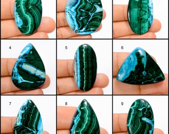 Natural Chrysocolla Malachite Cabochon Green Sky Gemstone Mix Shape Chrysocolla Malachite Stone Flat Back Malachite Chrysocolla (As picture