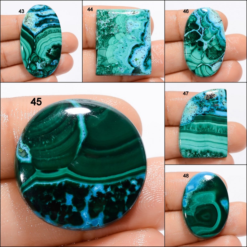 Natural Chrysocolla Malachite Cabochon Green Sky Gemstone Mix Shape Chrysocolla Malachite Stone Flat Back Malachite Chrysocolla As picture image 6