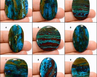 Natural Shattuckite Cabochon Loose Shattuckite Gemstone Shattuckite Crystal Good Quality Both Side Polished Stone (Shattuckite as a picture)