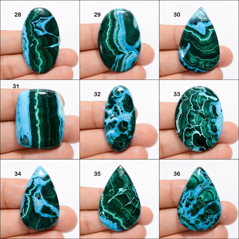 Natural Chrysocolla Malachite Cabochon Green Sky Gemstone Mix Shape Chrysocolla Malachite Stone Flat Back Malachite Chrysocolla As picture image 4