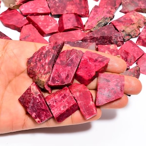 Natural Pink Thulite Rough Slice Raw Stone Pink Thulite Slice, Raw Thulite Rough Thulite Chunks Flat Raw Rough Stone Pink Raw Rough 15-50mm