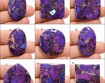 Cabochon turchese di rame viola naturale Pietra preziosa viola Pietra turchese di rame viola Rotonda forma quadrata Cristallo viola (pietra come immagine