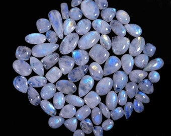 Top Quality Wholesale Lot Natural Rainbow Moonstone Cabochon Mix Shape Gemstone Blue Fire Moonstone Gemstone Mix Size Cabochon Gift Fort Her