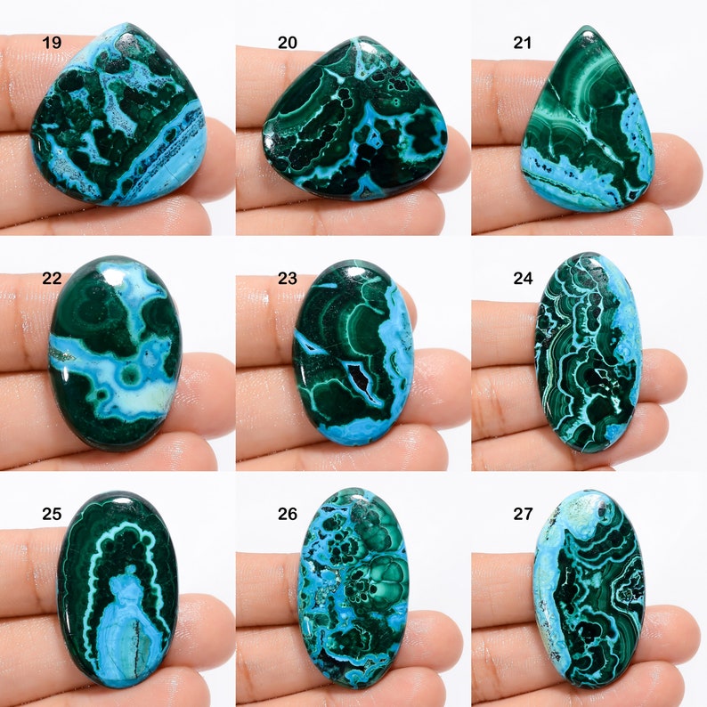 Natural Chrysocolla Malachite Cabochon Green Sky Gemstone Mix Shape Chrysocolla Malachite Stone Flat Back Malachite Chrysocolla As picture image 3