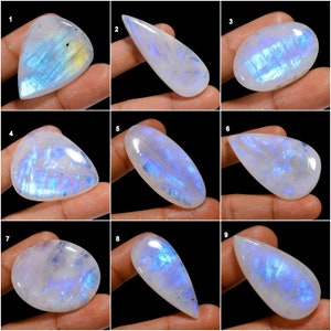 Cabochon naturel de pierre de lune arc-en-ciel, cristal de pierre de lune, pierres précieuses en vrac, pierre de lune de feu bleu pour faire des cadeaux de bijoux pour elle comme sur la photo image 1