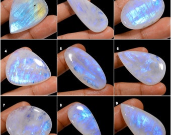 Cabochon in pietra di luna arcobaleno naturale, cristallo di pietra di luna, pietra preziosa sciolta pietra di luna di fuoco blu per realizzare gioielli regalo per lei (come immagine)