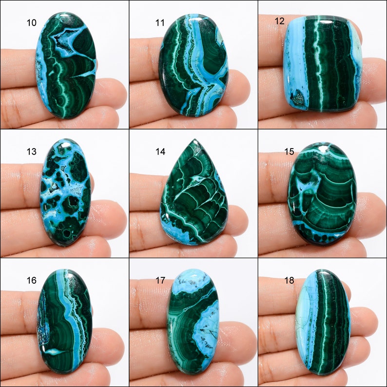 Crisocolla naturale Malachite Cabochon Cielo verde Gemma Mix Forma Crisocolla Malachite Pietra Retro piatto Malachite Crisocolla Come immagine immagine 2