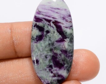 Natural Kemmererite Gemstone Oval Shape Kemmererite Cabochon Kemmererite Crystal 37X17X4 mm Size 30 Carat Stone (Kemmererite as picture