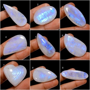 Natural Rainbow Moonstone Cabochon, Moonstone Crystal, Loose Gemstone Blue Fire Moonstone For Making Jewelry Gift For Her (As Picture)