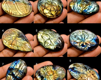 Natural Labradorite Cabochon Loose Gemstone Labradorite Carved Cabochon Labradorite Crystal Stone For Making Jewelry ( Stone As Picture